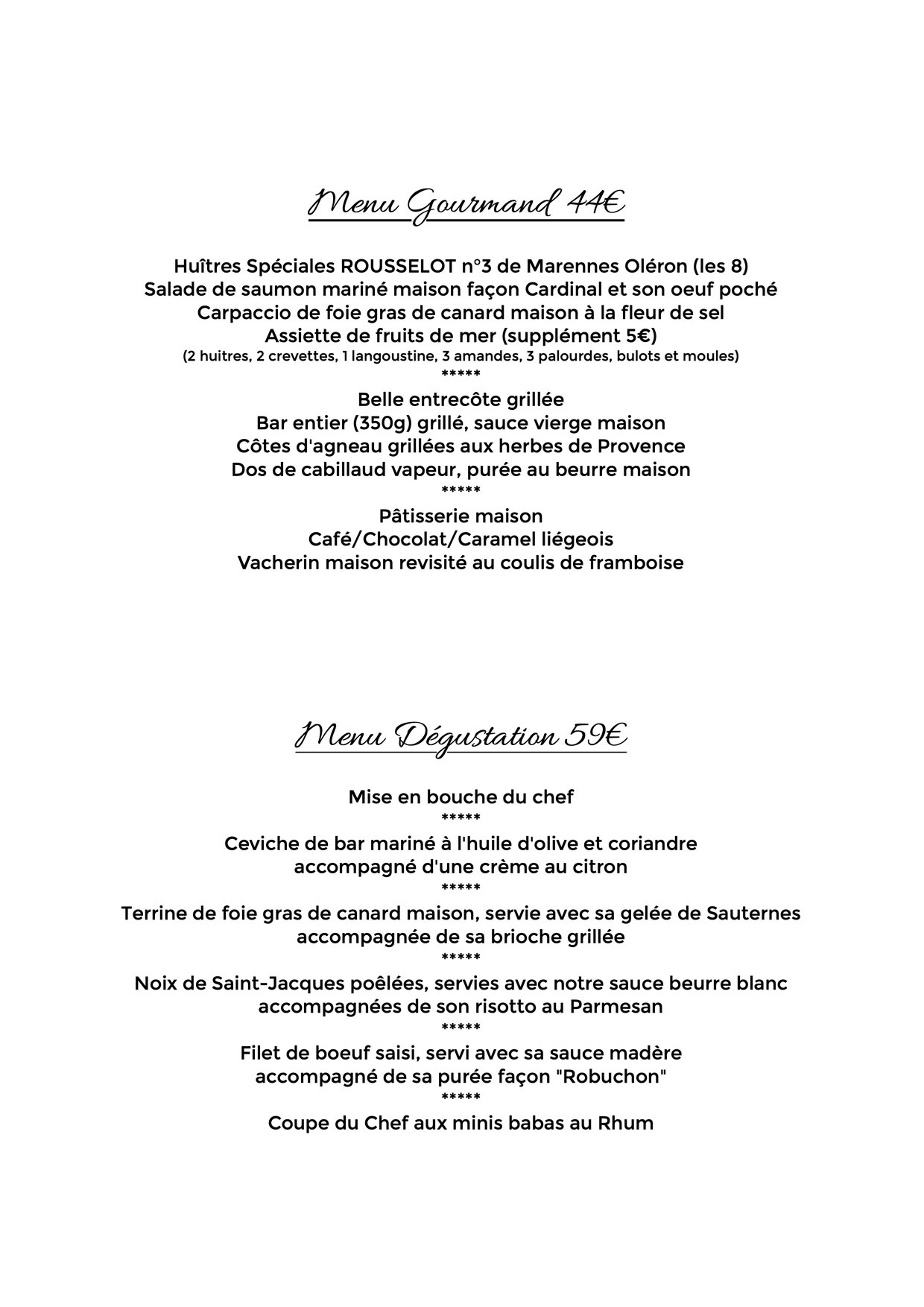 carte menu restaurant gastronomique saint-georges-de-didonne royan cardinal des mers