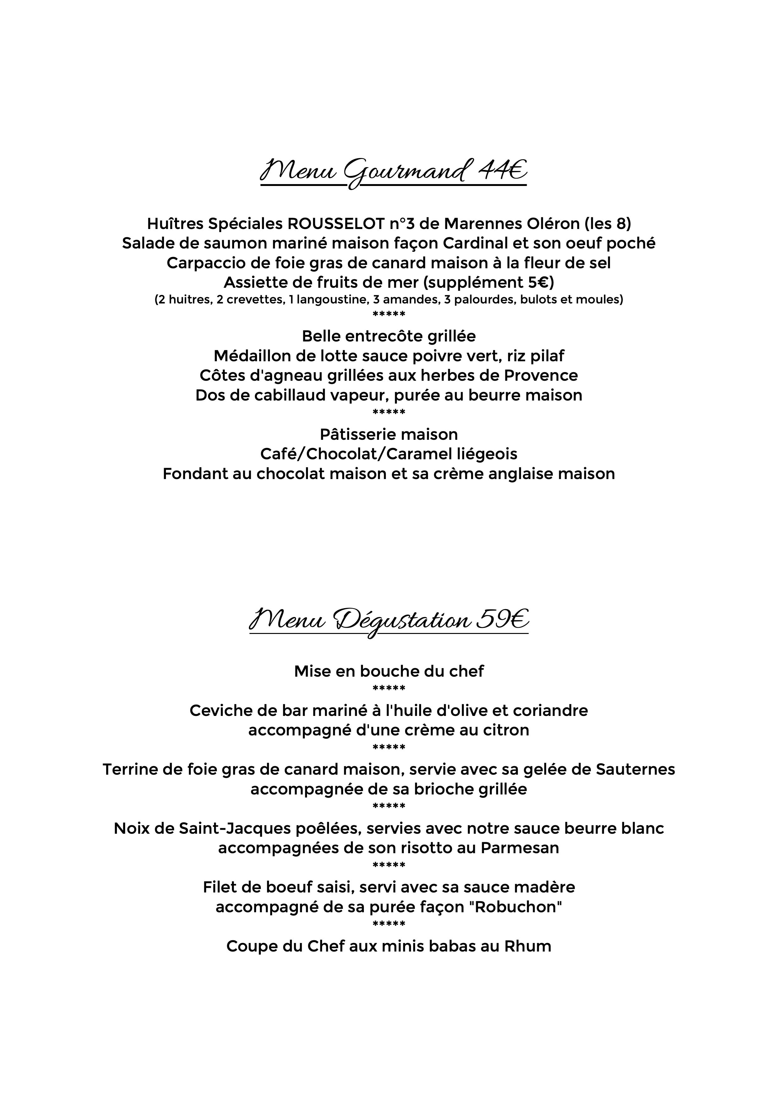 carte menu restaurant gastronomique saint-georges-de-didonne royan cardinal des mers